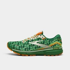 Men's Brooks Ghost 15 Running Shoes Green/White/Orange - 1103931D 371