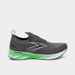 Men's Brooks Levitate StealthFit 6 Running Shoes Blackened Pearl/Green/White - 1103971D 323