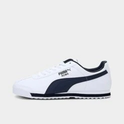 Men's Puma Roma Classic Casual Shoes White/New Navy - 35357212 WNY
