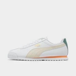 Men's Puma Roma Basic+ Casual Shoes Pristine/Puma White/Orange Peach - 36957146 100