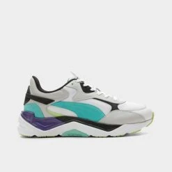 Men's Puma TRC Prevaze Break Casual Shoes Puma White/Electric Peppermint/Cool Light Gray/Black/Purple - 39343401 100