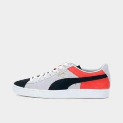 Men's Puma Suede Iconix 23 Casual Shoes Cool Light Grey/For All Time Red - 39479501 060