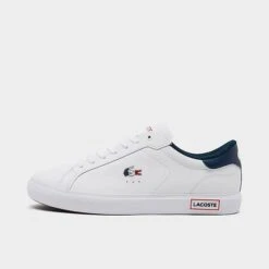 Men's Lacoste Powercourt Leather Casual Shoes White/Navy/Red - 3SMA0034 167