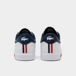 Men's Lacoste Powercourt Leather Casual Shoes White/Navy/Red - 3SMA0034 167 -Stealth Fit Shop 3SMA0034 167 P4