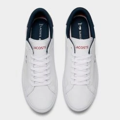Men's Lacoste Powercourt Leather Casual Shoes White/Navy/Red - 3SMA0034 167 -Stealth Fit Shop 3SMA0034 167 P5