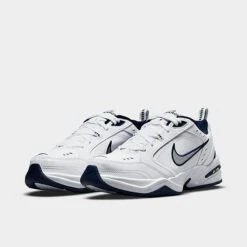 Men's Nike Air Monarch IV Casual Shoes (Wide Width 4E) White/Metallic - 416355 102 -Stealth Fit Shop 416355 102 P2