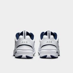 Men's Nike Air Monarch IV Casual Shoes (Wide Width 4E) White/Metallic - 416355 102 -Stealth Fit Shop 416355 102 P4
