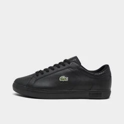 Men's Lacoste Powercourt Leather Casual Shoes Black/Black - 41SMA003 009