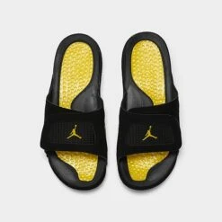 Nike Men's Jordan Hydro 4 Retro Slide Sandals Black/Tour Yellow - 532225 017 -Stealth Fit Shop 532225 017 P5