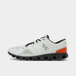 Men's On Cloud X 3 Running Shoes Ivory/Flame - 6098699 101
