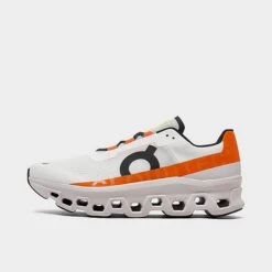 Men's On Cloudmonster Running Shoes Undyed White/Orange - 6198086 101