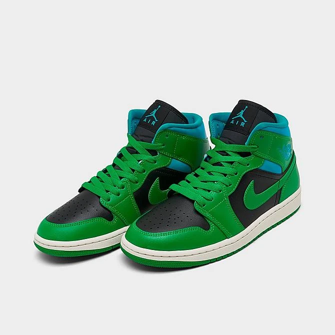 Nike Women's Air Jordan Retro 1 Mid Casual Shoes Black/Lucky Green/Aquatone/Sail - BQ6472 033 4 Nike Women's Air Jordan Retro 1 Mid Casual Shoes Black/Lucky Green/Aquatone/Sail - BQ6472 033 - Image 2