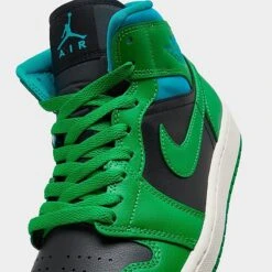 Nike Women's Air Jordan Retro 1 Mid Casual Shoes Black/Lucky Green/Aquatone/Sail - BQ6472 033 10 Nike Women's Air Jordan Retro 1 Mid Casual Shoes Black/Lucky Green/Aquatone/Sail - BQ6472 033 -Stealth Fit Shop BQ6472 033 P3