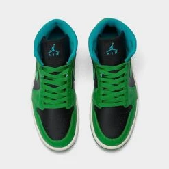 Nike Women's Air Jordan Retro 1 Mid Casual Shoes Black/Lucky Green/Aquatone/Sail - BQ6472 033 12 Nike Women's Air Jordan Retro 1 Mid Casual Shoes Black/Lucky Green/Aquatone/Sail - BQ6472 033 -Stealth Fit Shop BQ6472 033 P5