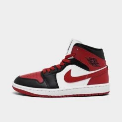 Nike Women's Air Jordan Retro 1 Mid Casual Shoes Black/Gym Red/White - BQ6472 079