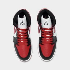 Nike Women's Air Jordan Retro 1 Mid Casual Shoes Black/Gym Red/White - BQ6472 079 -Stealth Fit Shop BQ6472 079 P5