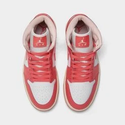 Nike Women's Air Jordan Retro 1 Mid Casual Shoes White/Sea Coral/Atmosphere/Sail - BQ6472 186 12 Nike Women's Air Jordan Retro 1 Mid Casual Shoes White/Sea Coral/Atmosphere/Sail - BQ6472 186 -Stealth Fit Shop BQ6472 186 P5