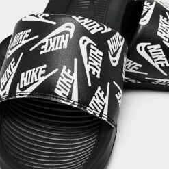 Men's Nike Victori One Print Slide Sandals Black/White/Black - CN9678 008 -Stealth Fit Shop CN9678 008 P3