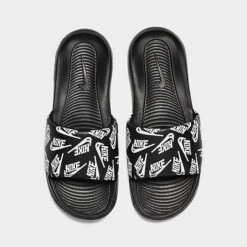 Men's Nike Victori One Print Slide Sandals Black/White/Black - CN9678 008 -Stealth Fit Shop CN9678 008 P5
