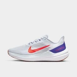 Men's Nike Air Winflo 9 Running Shoes Football Grey/Bright Crimson/Concord/Cinnabar/Yellow Ochre/Summit White - DD6203 006
