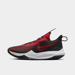 Men's Nike Precision 6 FlyEase Basketball Shoes Black/University Red/Gym Red/White - DJ7552 002