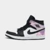 Nike Air Jordan 1 Mid SE Casual Shoes Black/White/Amethyst Wave/Bleached Coral - DM1200 001