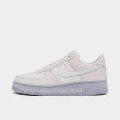 Men's Nike Air Force 1 '07 LV8 EMB SE Cracked Leather Casual Shoes Summit White/White/Blue Whisper - DV0787 100