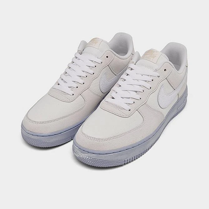 Men's Nike Air Force 1 '07 LV8 EMB SE Cracked Leather Casual Shoes Summit White/White/Blue Whisper - DV0787 100 4 Men's Nike Air Force 1 '07 LV8 EMB SE Cracked Leather Casual Shoes Summit White/White/Blue Whisper - DV0787 100 - Image 2