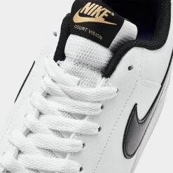 Men's Nike Court Vision Low Patent Leather Casual Shoes White/Black/Metallic Gold - DV1899 100 -Stealth Fit Shop DV1899 100 P3