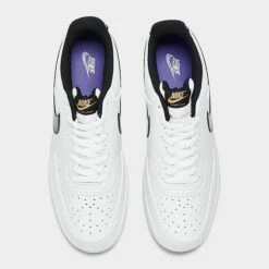 Men's Nike Court Vision Low Patent Leather Casual Shoes White/Black/Metallic Gold - DV1899 100 -Stealth Fit Shop DV1899 100 P5