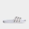 Men's Adidas Adilette Aqua Slide Sandals White/Platinum Metallic/White - EF1730 100 -Stealth Fit Shop EF1730 100 P1