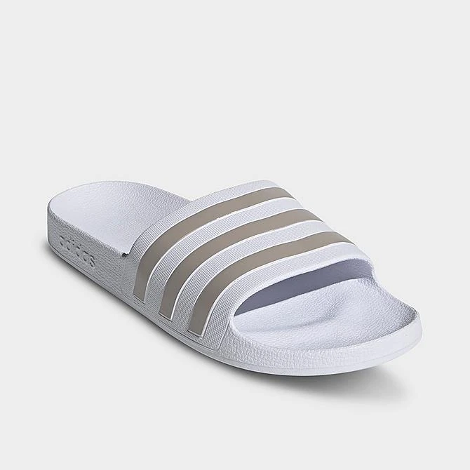 Men's Adidas Adilette Aqua Slide Sandals White/Platinum Metallic/White - EF1730 100 4 Men's Adidas Adilette Aqua Slide Sandals White/Platinum Metallic/White - EF1730 100 - Image 2