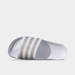 Men's Adidas Adilette Aqua Slide Sandals White/Platinum Metallic/White - EF1730 100 12 Men's Adidas Adilette Aqua Slide Sandals White/Platinum Metallic/White - EF1730 100 -Stealth Fit Shop EF1730 100 P5
