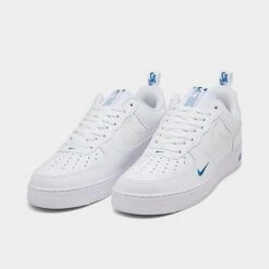 Men's Nike Air Force 1 '07 LV8 SE Reflective Swoosh Casual Shoes White/White/Dark Marina Blue - FB8971 100 -Stealth Fit Shop FB8971 100 P2