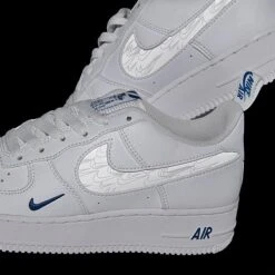 Men's Nike Air Force 1 '07 LV8 SE Reflective Swoosh Casual Shoes White/White/Dark Marina Blue - FB8971 100 -Stealth Fit Shop FB8971 100 P3