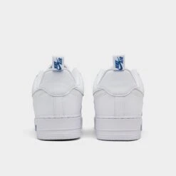 Men's Nike Air Force 1 '07 LV8 SE Reflective Swoosh Casual Shoes White/White/Dark Marina Blue - FB8971 100 -Stealth Fit Shop FB8971 100 P4