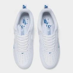 Men's Nike Air Force 1 '07 LV8 SE Reflective Swoosh Casual Shoes White/White/Dark Marina Blue - FB8971 100 -Stealth Fit Shop FB8971 100 P5