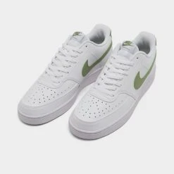 Men's Nike Court Vision Low Next Nature Casual Shoes White/Oil Green/Medium Olive - FD0781 100 -Stealth Fit Shop FD0781 100 P2