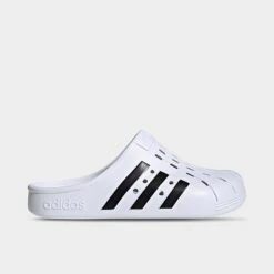 Men's Adidas Adilette Clog Shoes White/Black/White - FY8970 100