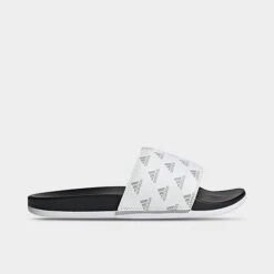 Men's Adidas Essentials Adilette Comfort Slide Sandals White/Grey/White - GV9737 100