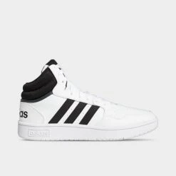 Men's Adidas Hoops 3.0 Mid Classic Vintage Casual Shoes Black/Black/White - GW3019 001