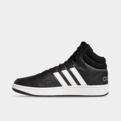 Men's Adidas Hoops 3.0 Mid Classic Vintage Casual Shoes Black/White/Grey - GW3020 001