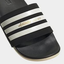 Men's Adidas Essentials Adilette Comfort Slide Sandals Black/Wonder White/Gold Metallic - GW5966 001 -Stealth Fit Shop GW5966 001 P3