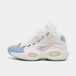 Men's Reebok Question Mid Basketball Shoes Footwear White/Fluid Blue/Toxic Yellow - GW8854 100