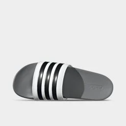Men's Adidas Essentials Adilette Comfort Slide Sandals White/Black/Grey - GZ5895 100 -Stealth Fit Shop GZ5895 100 P5