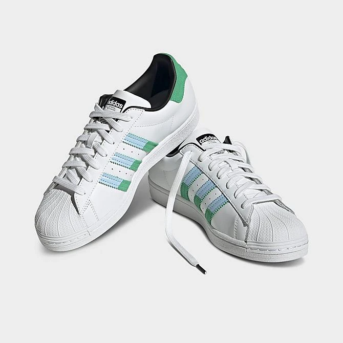 Men's Adidas Originals Superstar Casual Shoes White/Semi Screaming Green/Blue Dawn - HQ2168 100 4 Men's Adidas Originals Superstar Casual Shoes White/Semi Screaming Green/Blue Dawn - HQ2168 100 - Image 2
